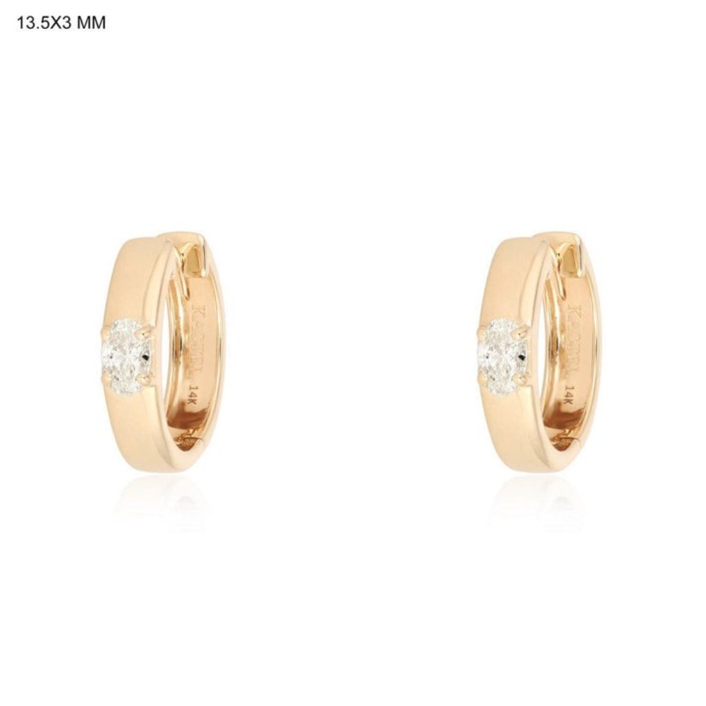 Oval Diamond 14k Or 18k Upon Request Yellow Gold Huggie Earrings 2807$